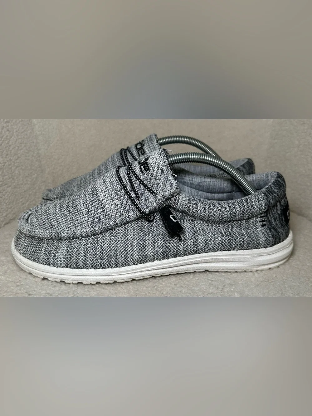 Hey Dude Wally Stretch Yin Yang Loafers Gray Lightweight Casual Slip On Shoes 10